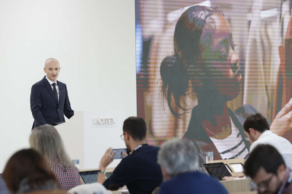 Óscar García Maceiras, consejero delegado de Inditex, durante la presentación de resultados del grupo este miércoles en Arteixo / EFE/ Kiko Delgado