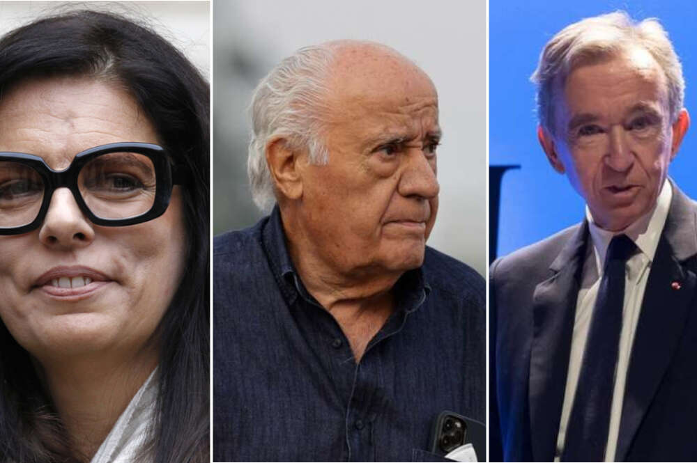 Françoise Bettencourt, heredera de L'Oreal, junto al fundador de Inditex, Amancio Ortega, y al dueño de LVMH, Bernard Arnault, las tres mayores fortunas europeas en la lista Forbes