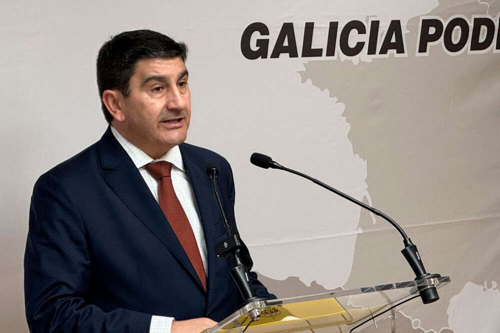 El delegado del Gobierno en Galicia, Pedro Blanco, en rueda de prensa en A Coruña