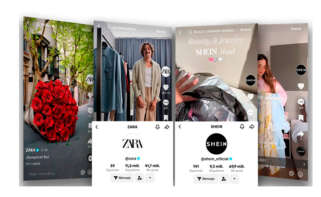 Montaje con capturas de pantalla del perfil de TikTok de Zara y de Shein