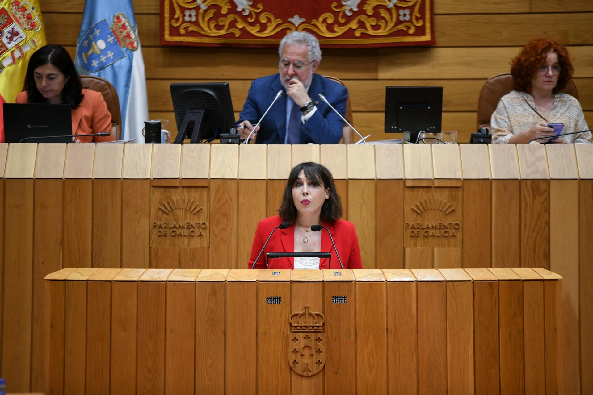 La conselleira de Industria, María Jesús Lorenzana, defiende en el Parlamento la Ley de Recursos Naturales