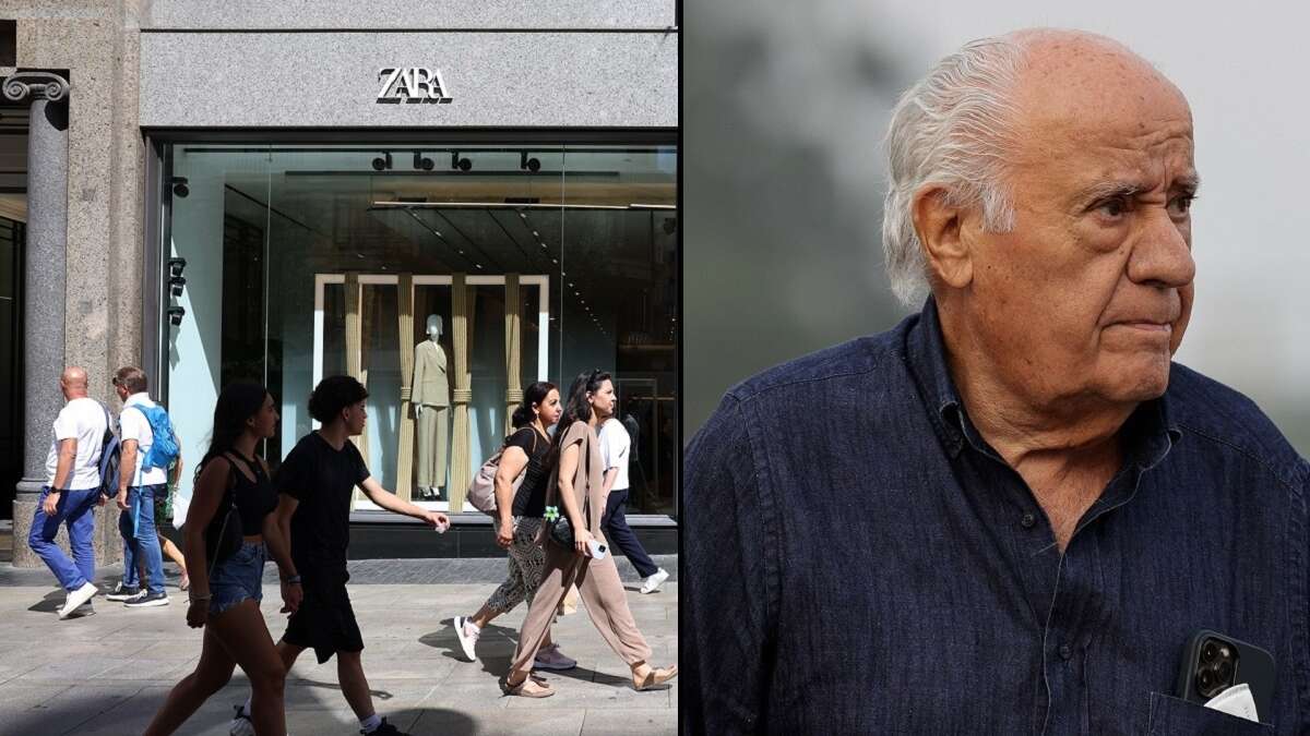 Una tienda de Zara al lado de una imagen de archivo de Amancio Ortega