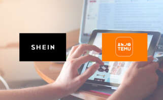 Montaje con los logos de Shein y Temu