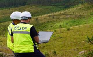 Operarios de la mina de Doade, en Ourense, considerada como estratégica por Bruselas.
