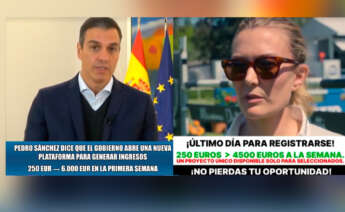 Dos capturas, de Pedro Sánchez y Marta Ortega, de los falsos vídeos creados con inteligencia artificial usados para estafar a los clientes