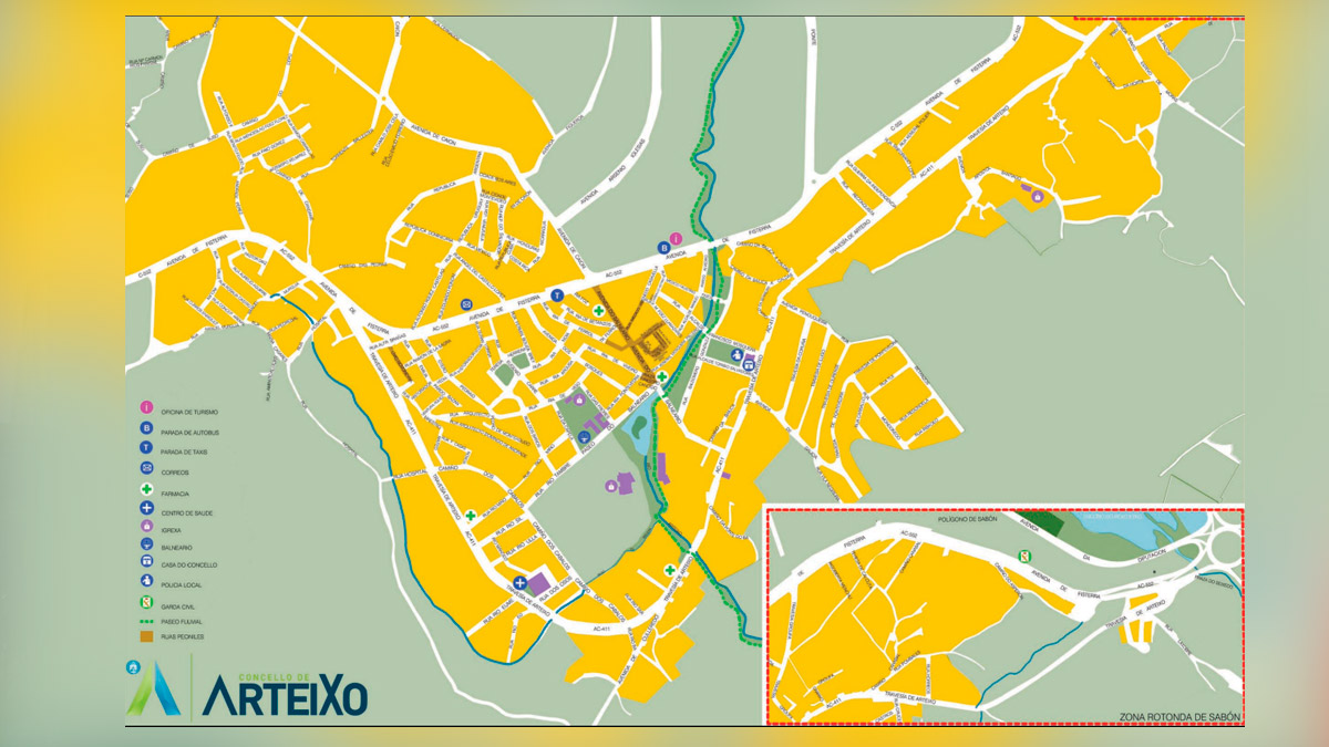 Mapa del núcleo urbano de Arteixo