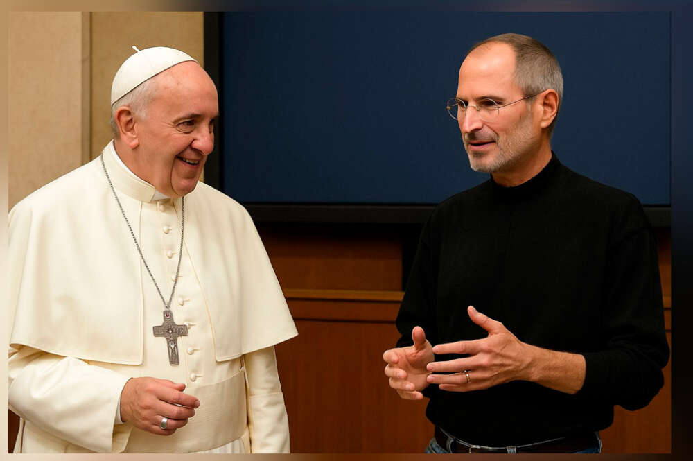 Ilustración con el Papa Francisco y Steve Jobs