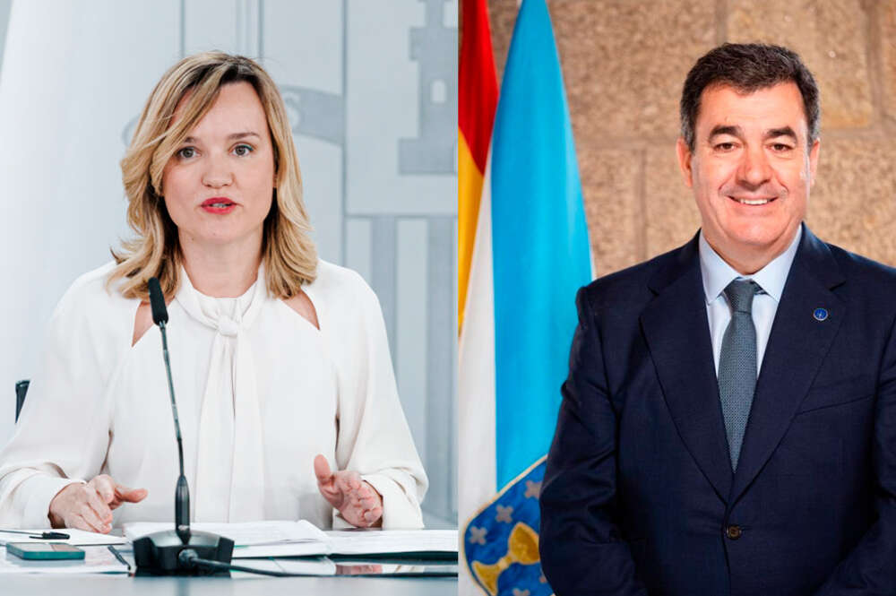 La ministra de Educación, Pilar Alegría, y el conselleiro de Educación, Román Rodríguez