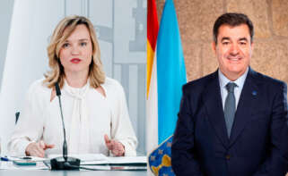 La ministra de Educación, Pilar Alegría, y el conselleiro de Educación, Román Rodríguez