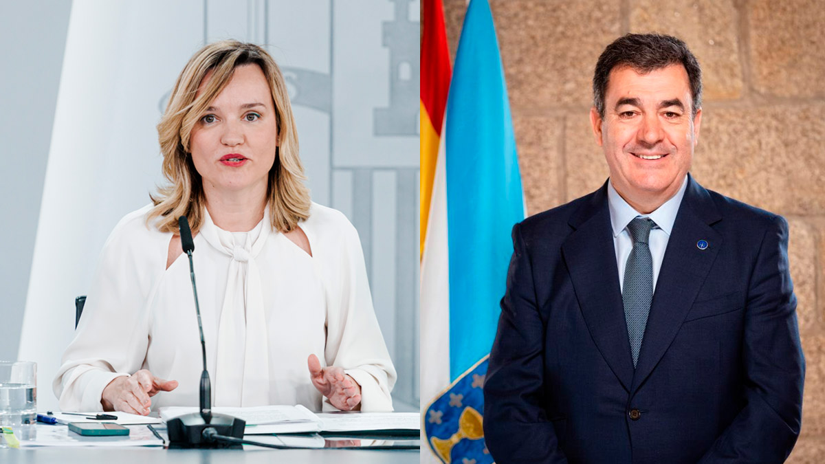 La ministra de Educación, Pilar Alegría, y el conselleiro de Educación, Román Rodríguez