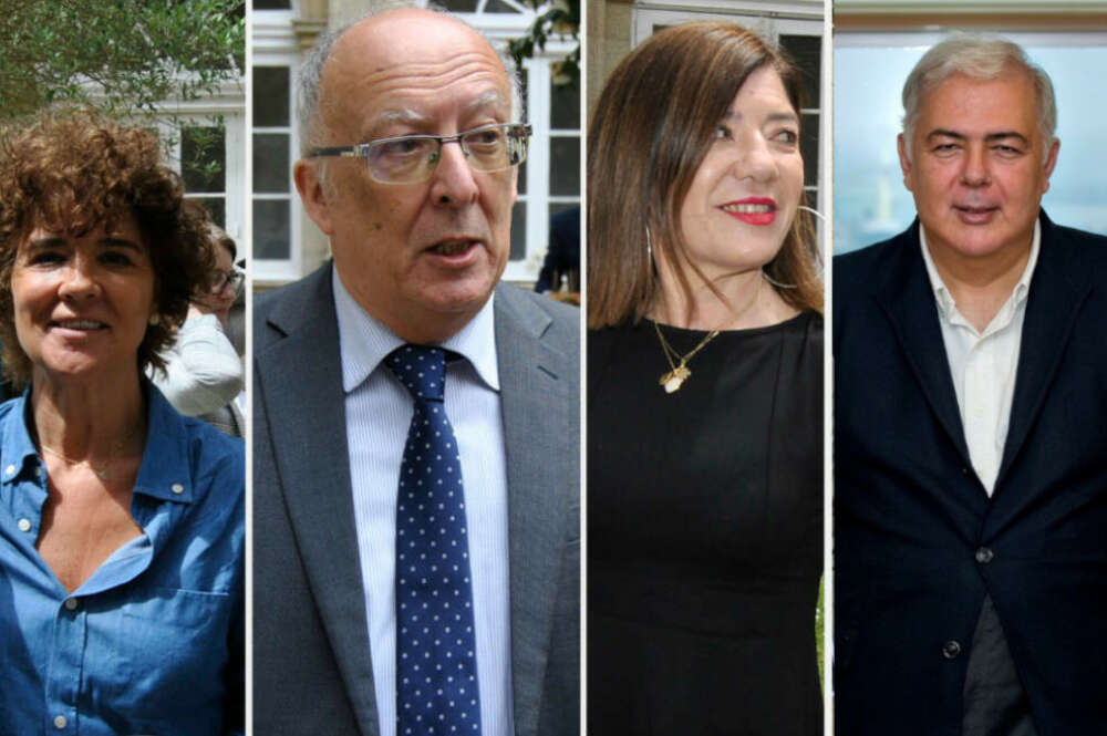 Mayte Gutiérrez, gerente de la Asociación Gallega del Hidrógeno; Fernando González Laxe, expresidente de la Xunta; María Bastida, profesora del Departamento de Organización de Empresas de la Universidade de Santiago de Compostela; y Luis de Valdivia, presidente de Ecoener / Pablo Ares Heres