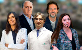 Montaje con imágenes de Amancio Ortega, Diego González Rivas, María Blasco, Javier Goyeneche y Pilar Manchón