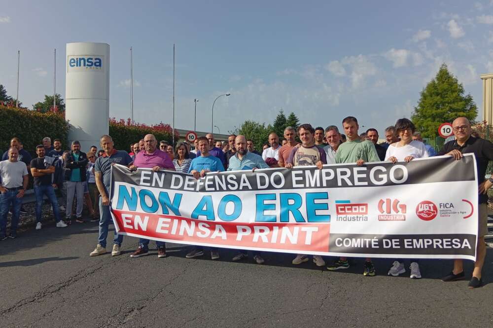 Protesta de los trabajadores de Einsa Print en As Pontes / CIG