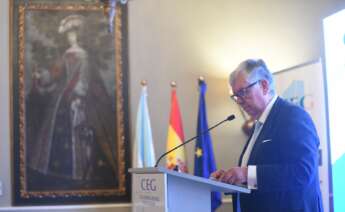 Juan Manuel Veites durante su intervención en el acto de clausura de la asamblea xeral de la Confederación de Empresarios de Galicia / CEG