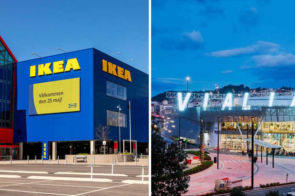 montaje fotográfico con una imagen a la izquierda de una tienda de ikea y a la derecha del exterior del centro comercial Vialia Vigo