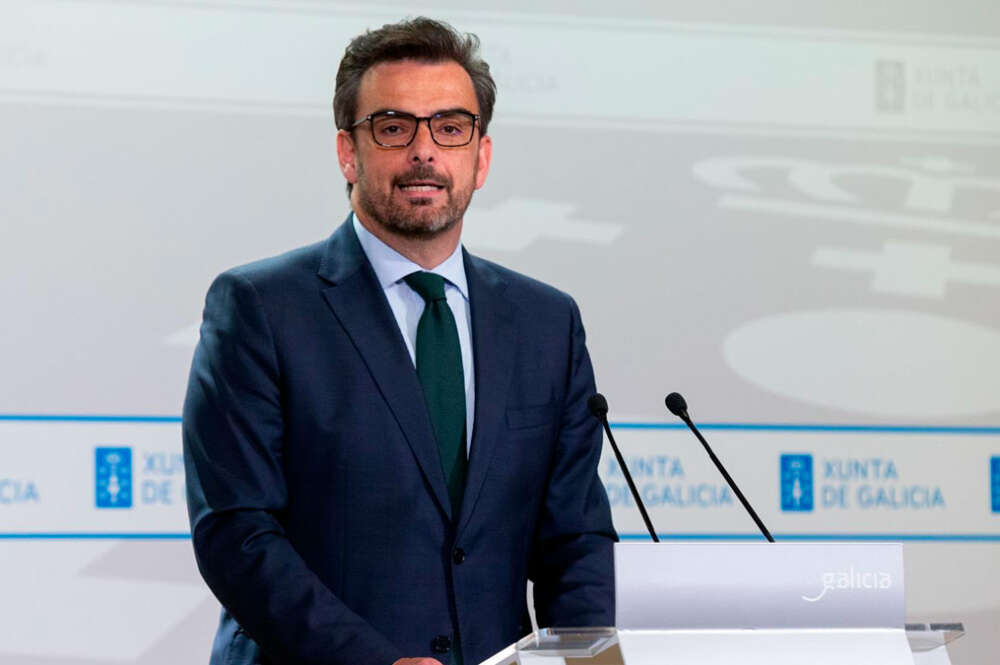 El conselleiro de Presidencia, Xustiza e Deportes, Diego Calvo, en rueda de prensa tras el Consello de la Xunta