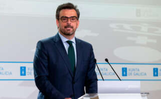 El conselleiro de Presidencia, Xustiza e Deportes, Diego Calvo, en rueda de prensa tras el Consello de la Xunta