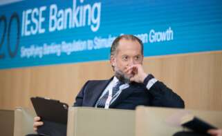 El presidente de Abanca, Juan Carlos Escotet, durante una nueva edición del Encuentro del Sector Bancario, organizado por IESE, en el Edificio Executive del IESE Madrid / Jesús Hellín