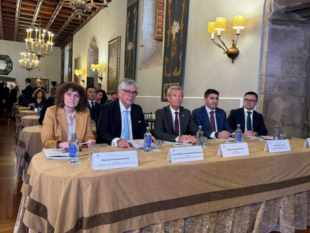 De izquierda a derecha, Goretti Sanmartín, Juan Manuel Vieites, Alfonso Rueda, Pedro Blanco y José González