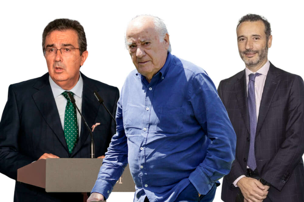 De izquierda a derecha, José Arnau Sierra, Amancio Ortega y Roberto Cibeira