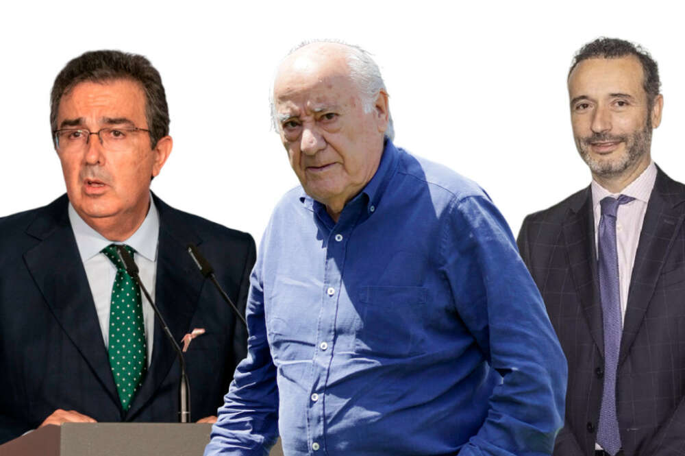 De izquierda a derecha, José Arnau Sierra, Amancio Ortega y Roberto Cibeira
