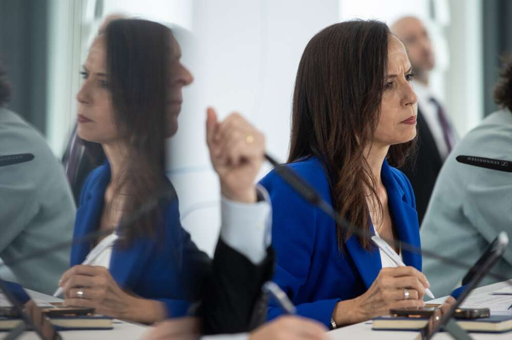 La presidenta no ejecutiva de Redeia, Beatriz Corredor, ofrecen una rueda de prensa en la sede de Red Eléctrica en Tres Cantos, a 18 de junio de 2025, en Tres Cantos / Alejandro Martínez Vélez