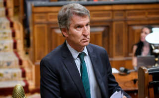 El presidente del PP, Alberto Núñez Feijóo, durante una sesión plenaria extraordinaria, en el Congreso de los Diputados, a 22 de julio de 2025, en Madrid (España)