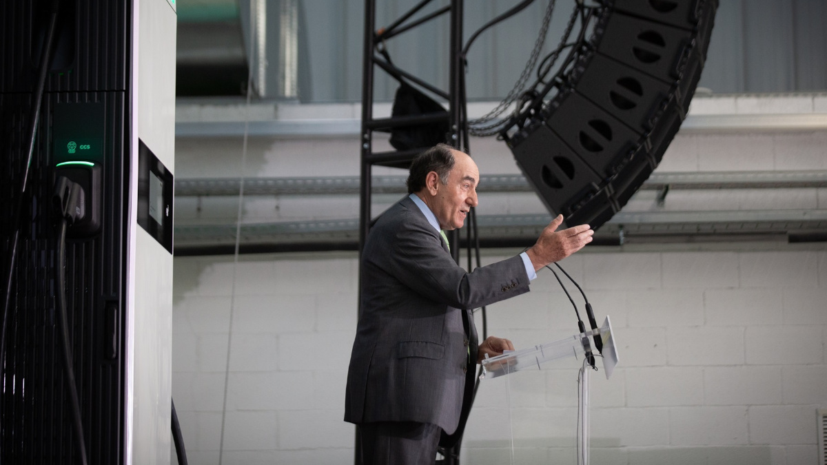 El presidente de Iberdrola, Ignacio Sánchez Galán, interviene en la inauguración de la nueva planta de Wallbox, a 20 de abril de 2022, en Barcelona. David Zorraquino / Europa Press