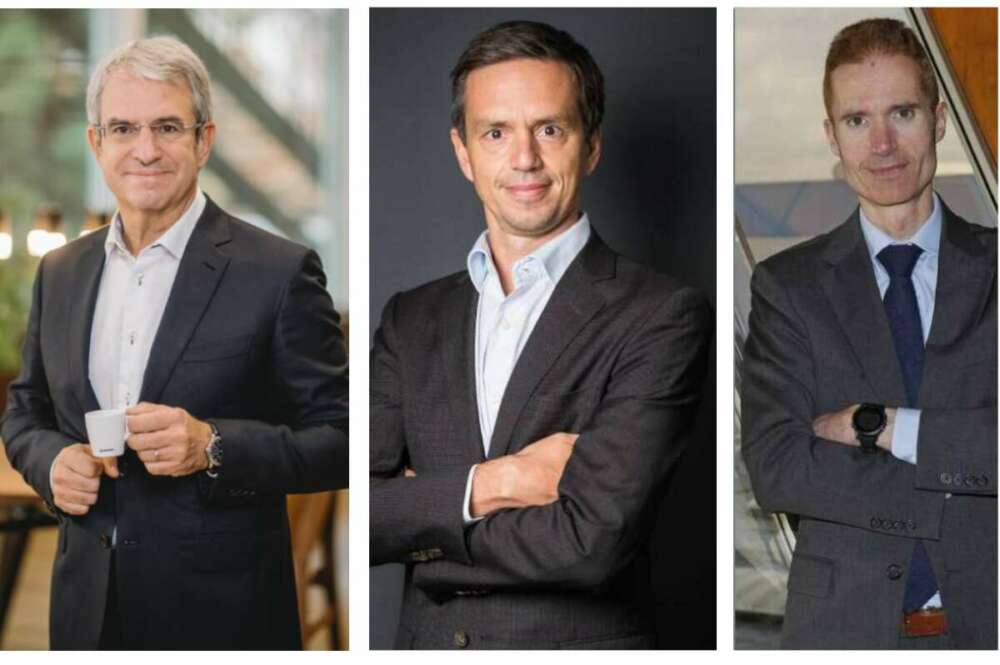 De izquierda a derecha, Laurent Freixe (Nestlé), David Saliot (Lactalis) y José Armando Tellado (Capsa)