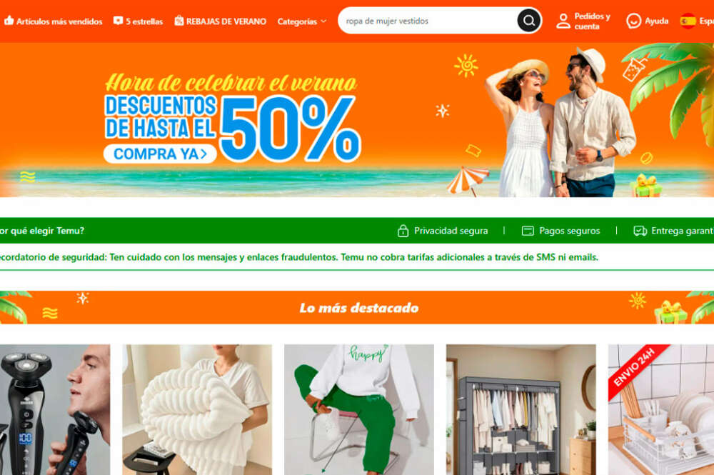Imagen del marketplace online de Temu