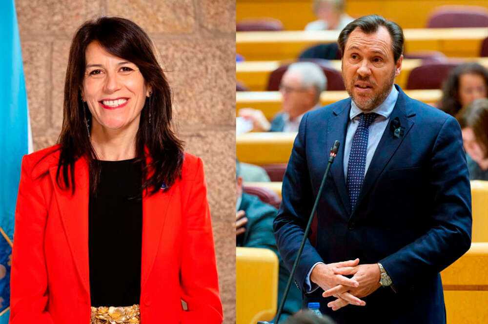 María Martínez Allegue, conselleira de Vivenda e Planificación de Infraestruturas, y Óscar Puente, ministro de Transportes