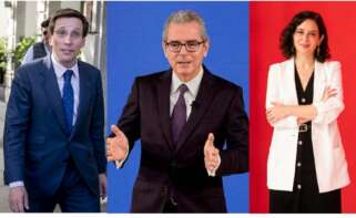 De izquierda a derecha, Martínez Almeida, alcalde de Madrid; Pablo Isla, fundador de Fonte Films y expresidente de Inditex; e Isabel Díaz Ayuso, presidenta de la Comunidad de Madrid