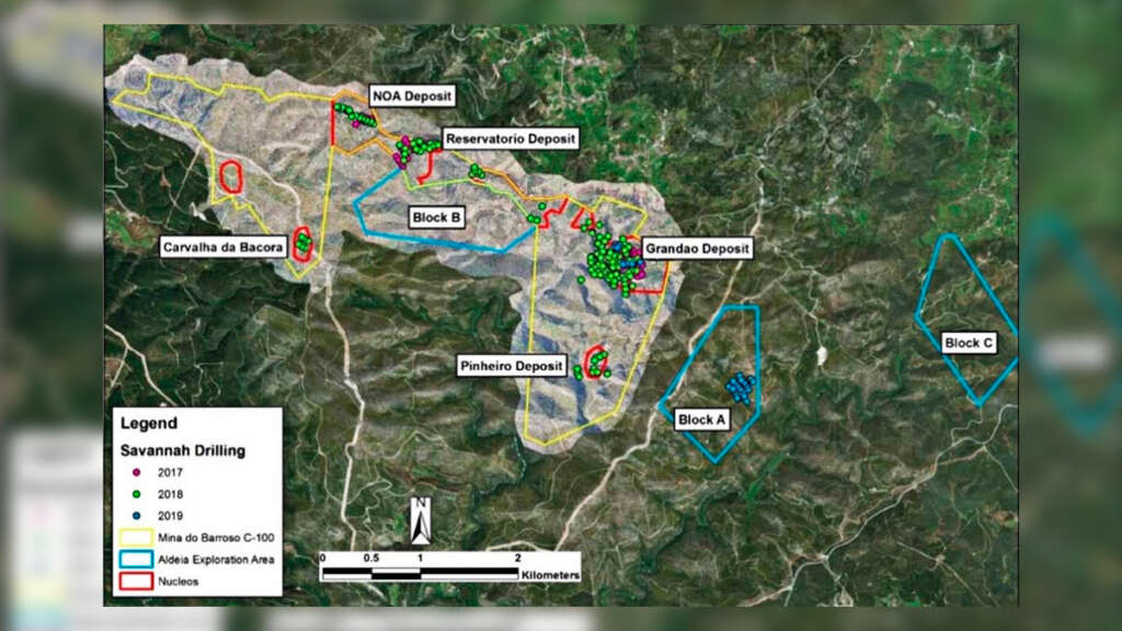 Mapa do projeto da mina em Boticas