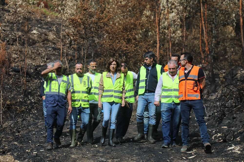La conselleira de Medio Ambiente, Ángeles Vázquez, visita una zona de Vilaboa (Pontevedra), donde Augas de Galicia acomete trabajos para evitar el arrastre de cenizas