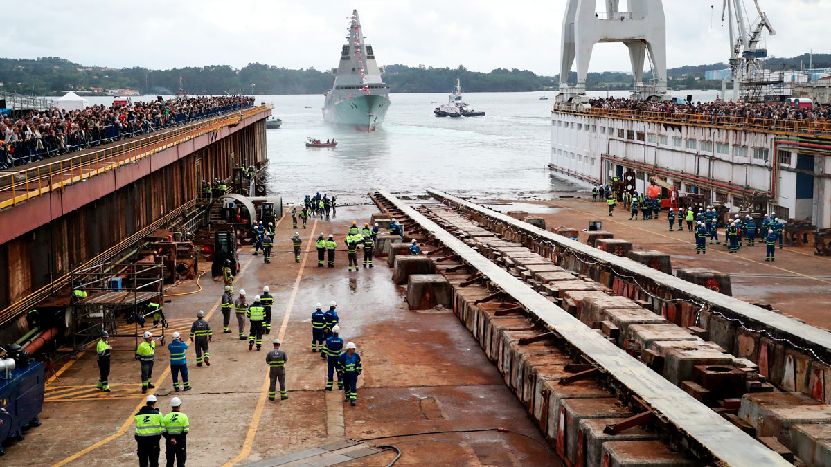 Ceremonia de la botadura de la fragata F-111, en el astillero de Navantia, en Ferrol