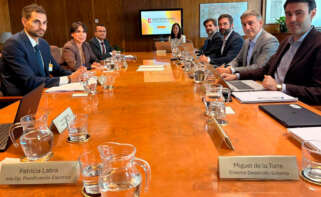 La conselleira de Economía e Industria, María Jesús Lorenzana, en la reunión con el secretario de Estado de Energía, Joan Groizard, y con responsables de Red Eléctrica (REE)