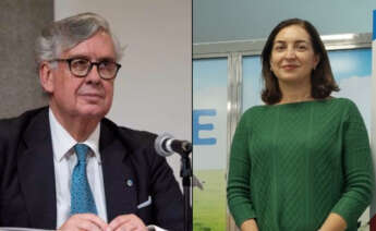 El presidente de la CEG, Juan Manuel Vieites, junto a la presidenta del Grupo Lence, Carmen Lence