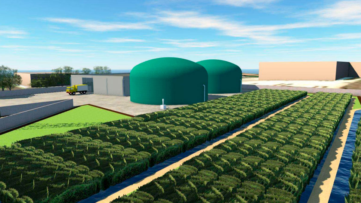 Proyección tridimensional de la planta del proyecto LuGaz, en el polígono de O CEAO (Lugo)