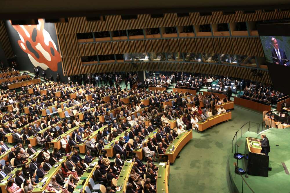 El secretario general de Naciones Unidas, António Guterres, interviene durante la sesión de apertura del Debate General del 80º período de sesiones de la Asamblea General de Naciones Unidas, en Nueva York / Casa Real