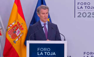Alberto Núñez Feijóo durante su ponencia en la séptima edición del Foro La Toja - Vínculo Atlántico