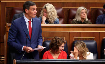 El presidente del Gobierno, Pedro Sánchez, interviene durante una sesión de Control al Gobierno