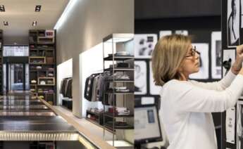 La diseñadora Purificación García, al lado de una tienda de la marca, que explota la gallega Sociedad Textil Lonia