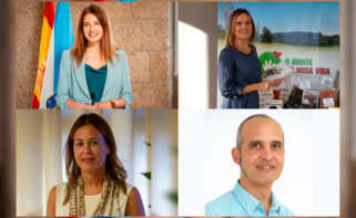 La conselleira de Medio Rural, María José Gómez, al lado de Ana Oróns, secretaria de la Federación Empresarial de Aserraderos y Rematantes de Madera de Galicia; Paula Beirán, directora de Telefónica para Galicia y Asturias, y Miguel Rodríguez Méndez, catedrático de Economía Aplicada de la Universidade de Vigo. Los cuatro, entre otras personalidades, participarán en el foro de ED Galicia 'Los retos de la Galicia rural'