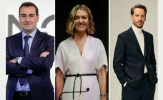 De izquierda a derecha, Toni Ruiz, CEO de Mango; Marta Ortega, presidenta de Inditex; y Daniel Ervér, CEO de H&M