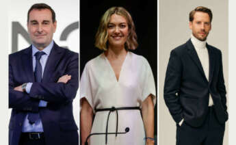 De izquierda a derecha, Toni Ruiz, CEO de Mango; Marta Ortega, presidenta de Inditex; y Daniel Ervér, CEO de H&M