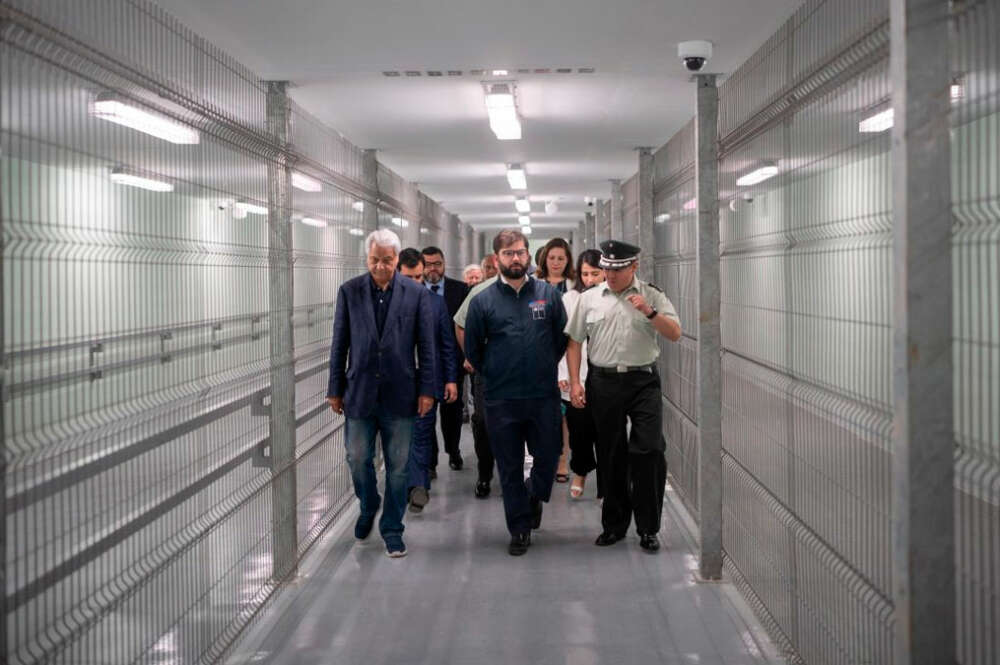 El presidente de Chile, Gabriel Boric, en el acto de inauguración de la prisión de Talca