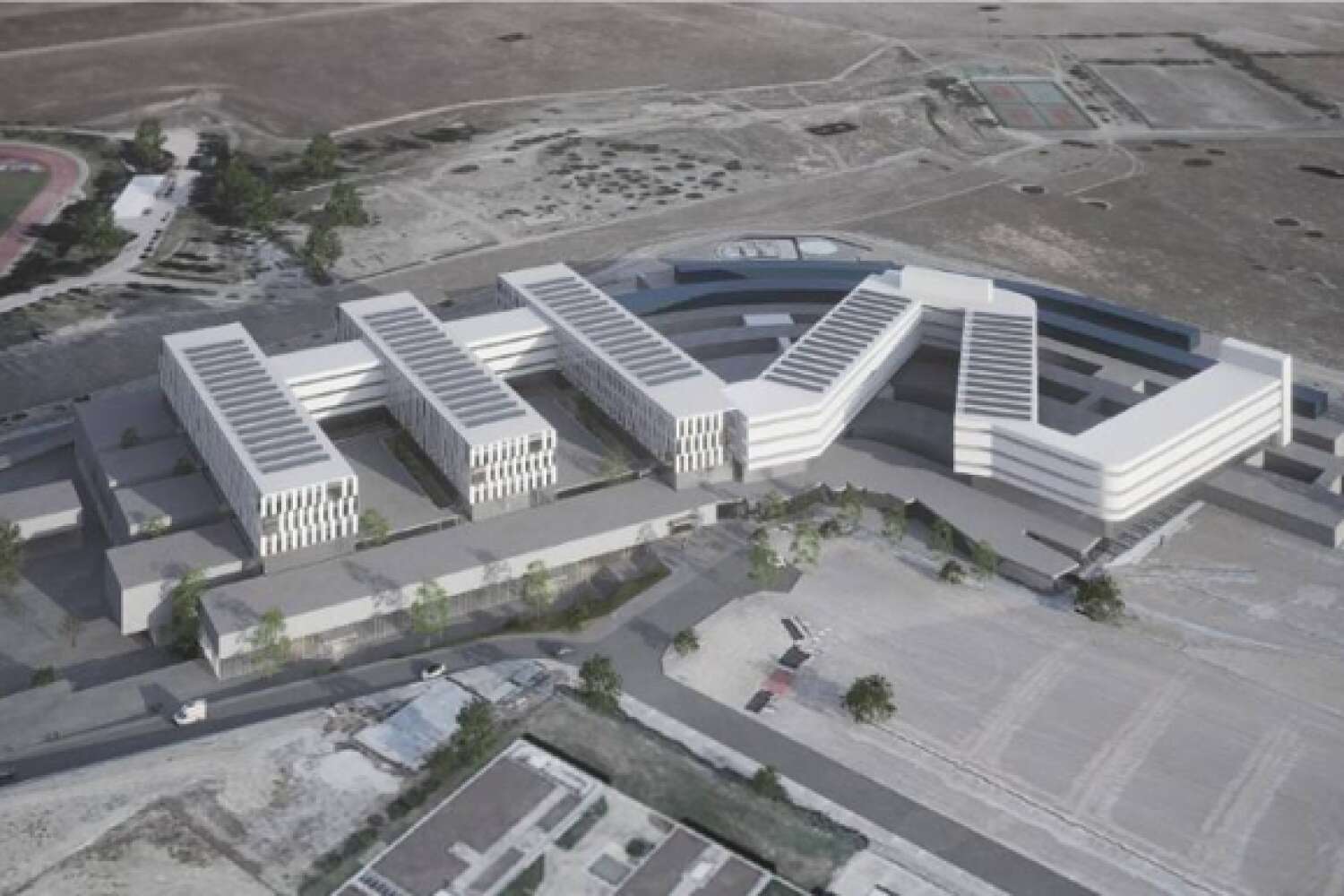 Proyecto para la fase 2 del Hospital Universitario de Cáceres, que construirán Sacyr y Gévora / Junta de Extremadura