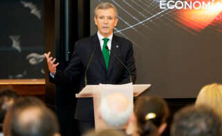 El presidente de la Xunta, Alfonso Rueda, durante el Foro Economía Galega e Empresa. Evolución, Innovación e Futuro,