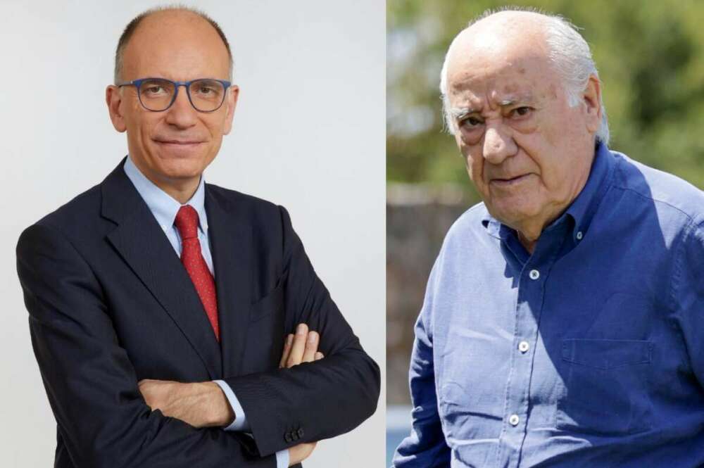 Enrico Letta, ex primer ministro italiano, y Amancio Ortega