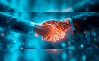 ilustración realizada con inteligencia artificial de dos personas dándose la mano